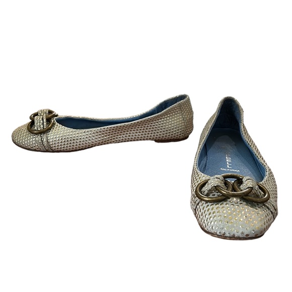 Jeffrey Campbell “Bring” Ivory & Metallic Gold Dot Chain Detail Ballet Flats - 8 - Picture 4 of 14